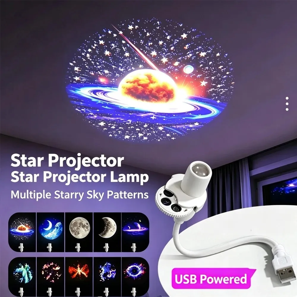 KEBIDUMEI Mini USB Galaxy Star Projector Light 360° Adjustable Romantic Night Light Atmosphere Lamp Bedroom Birthday Party Decor - view 2