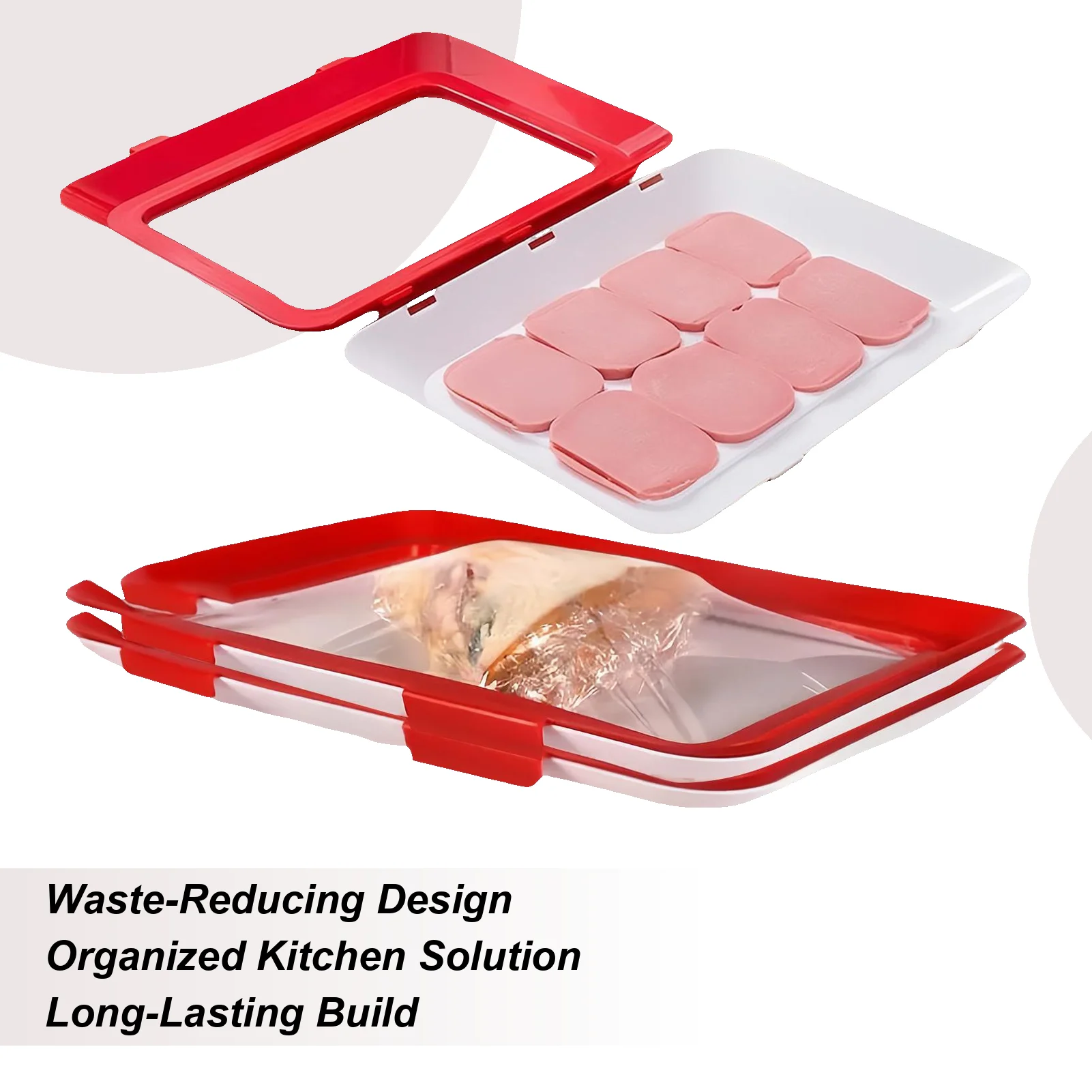 

3PCS Food Preservation Tray Vacuum Vegetable Containers Stackable Food Storage Trays With Lid For Fruits Vegetables Cheese
