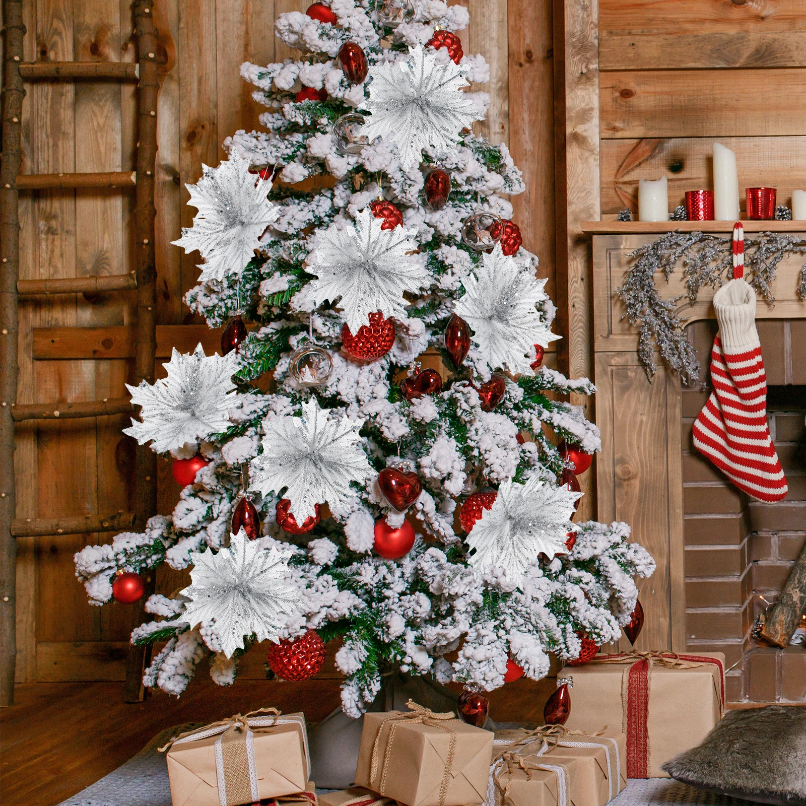 

2 Pcs Christmas Decoration Artificial Flowers Fake for Faux Simulation Decorative Party