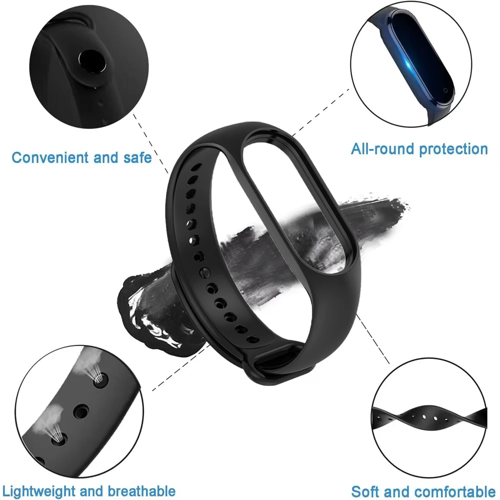 Cinturino sportivo in silicone per Xiaomi Mi Band 7 6 5 4 3 Smart Watch cinturino da polso Correa per Mi Band 7 mi band 6 5 4 3 cintura sostituibile