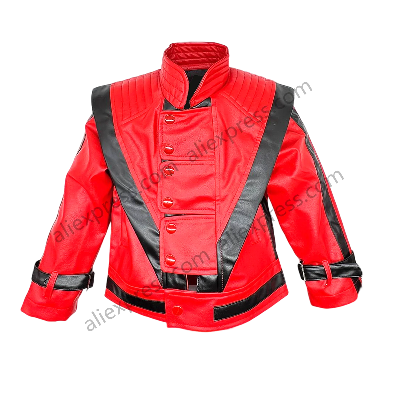 Michael Joseph Jackson Leather Red Thrilling Jacket, Suitable for 5-12 Year Boys Girls Kids ,Halloween Birthday Gift,