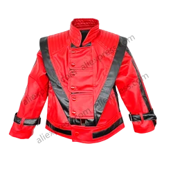 Michael Joseph Jackson Leather Red Thrilling Jacket, Suitable for 5-12 Year Boys Girls Kids ,Halloween Birthday Gift,