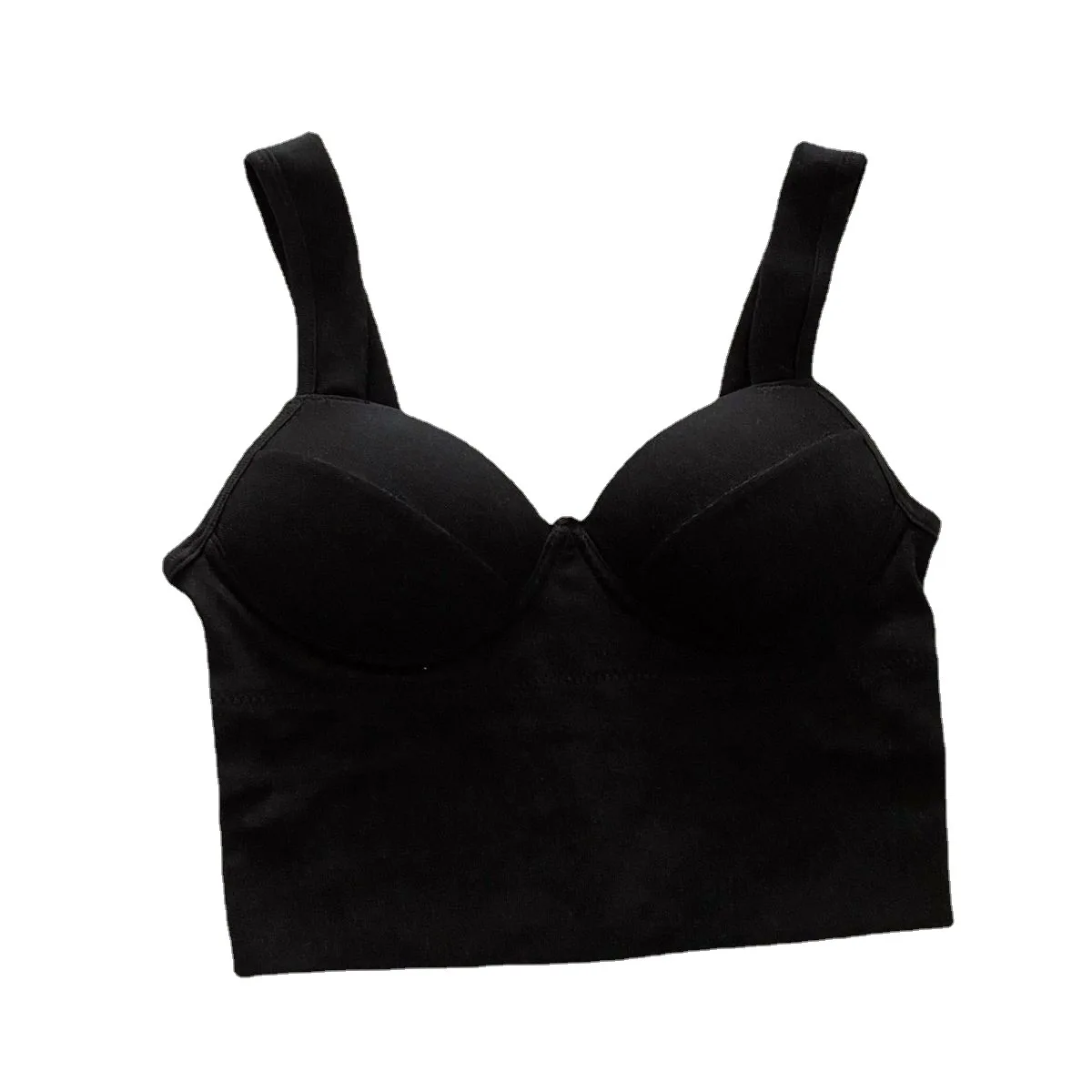 Women's Steel-Free Wide Strap Bralette Built-in Push-Up Crisscross Back Tube Top Adjustable Versatile Outerwear Y2K chaleco 조끼