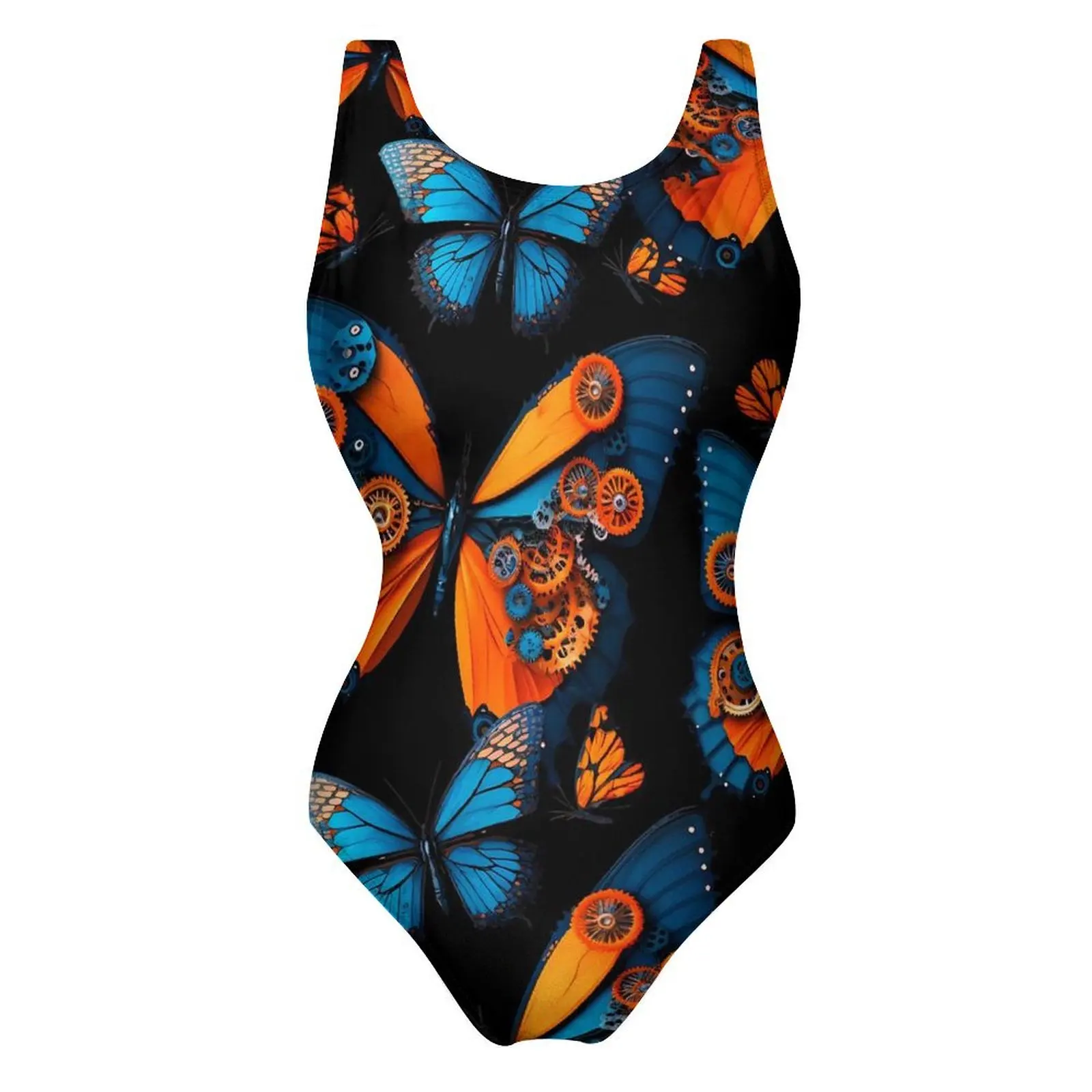 Steampunk Butterfly Swimsuit Abstract Animal Swimwear One Piece Surfing Bodysuit Halter Monokini Lady Push Up Sexy Beach Outfits