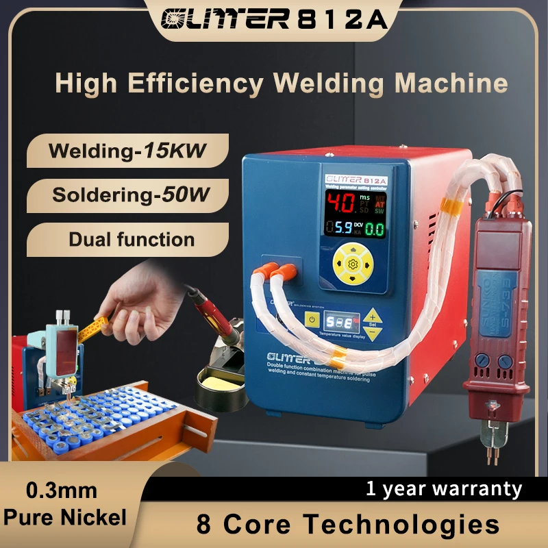 

15KW 2500A Glitter 812A Aluminium to Nickel Spot Welding Machine Capacitor Inverter Energy Storage Pulse Spot Welder