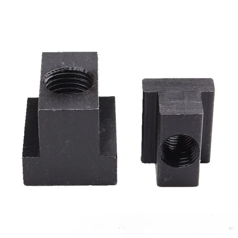 10Pcs M5 M6 M8 M10 M12 M14 DIN508 Black Oxide Finish Grade 8.8 Carbon Steel T-Slot Nut Tapped Through Slot T-nuts Furniture