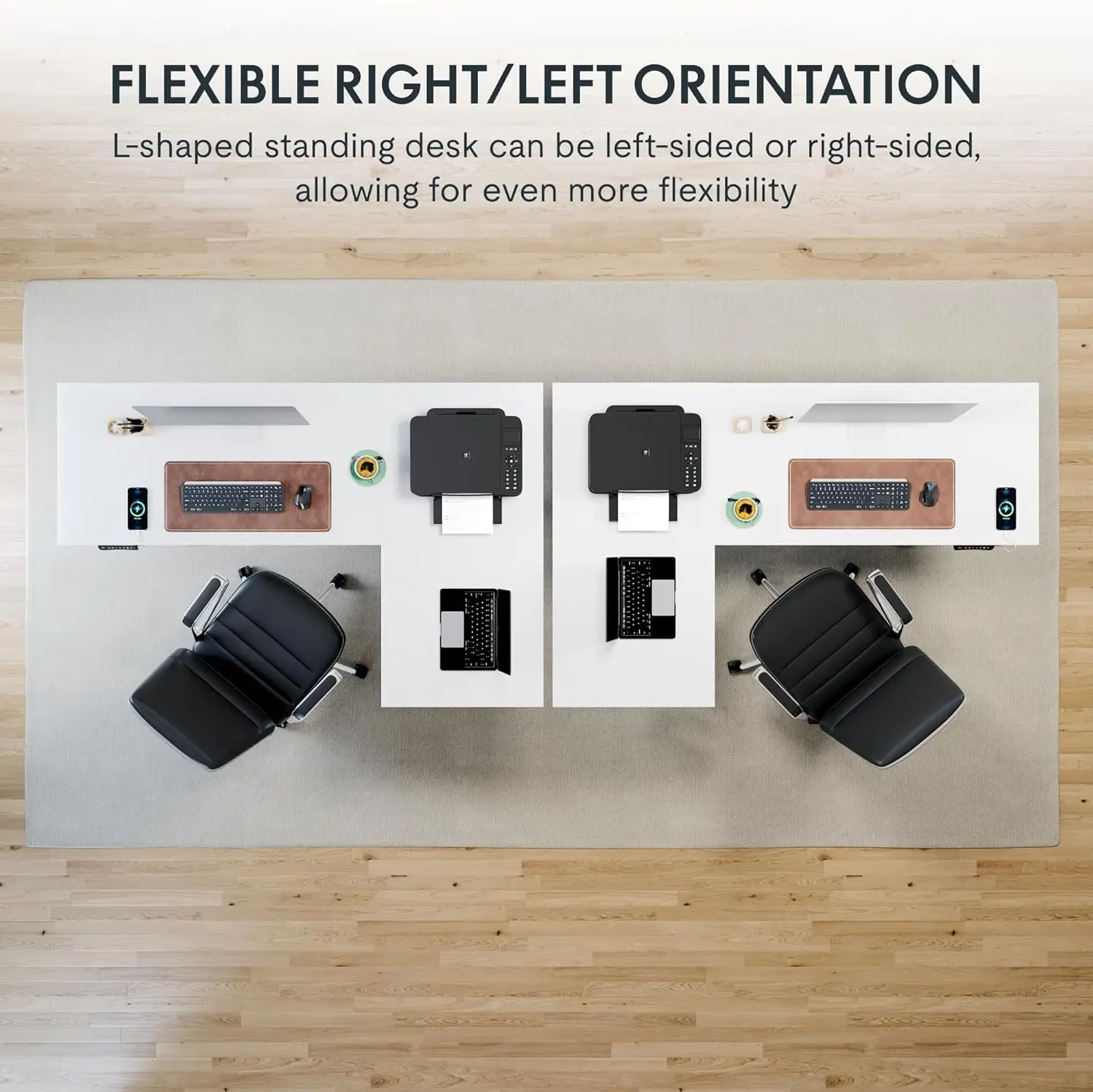 71-Inch Large Dual Motor L-Shaped Electric Height Adjustable Standing Desk - Reversible Panel -