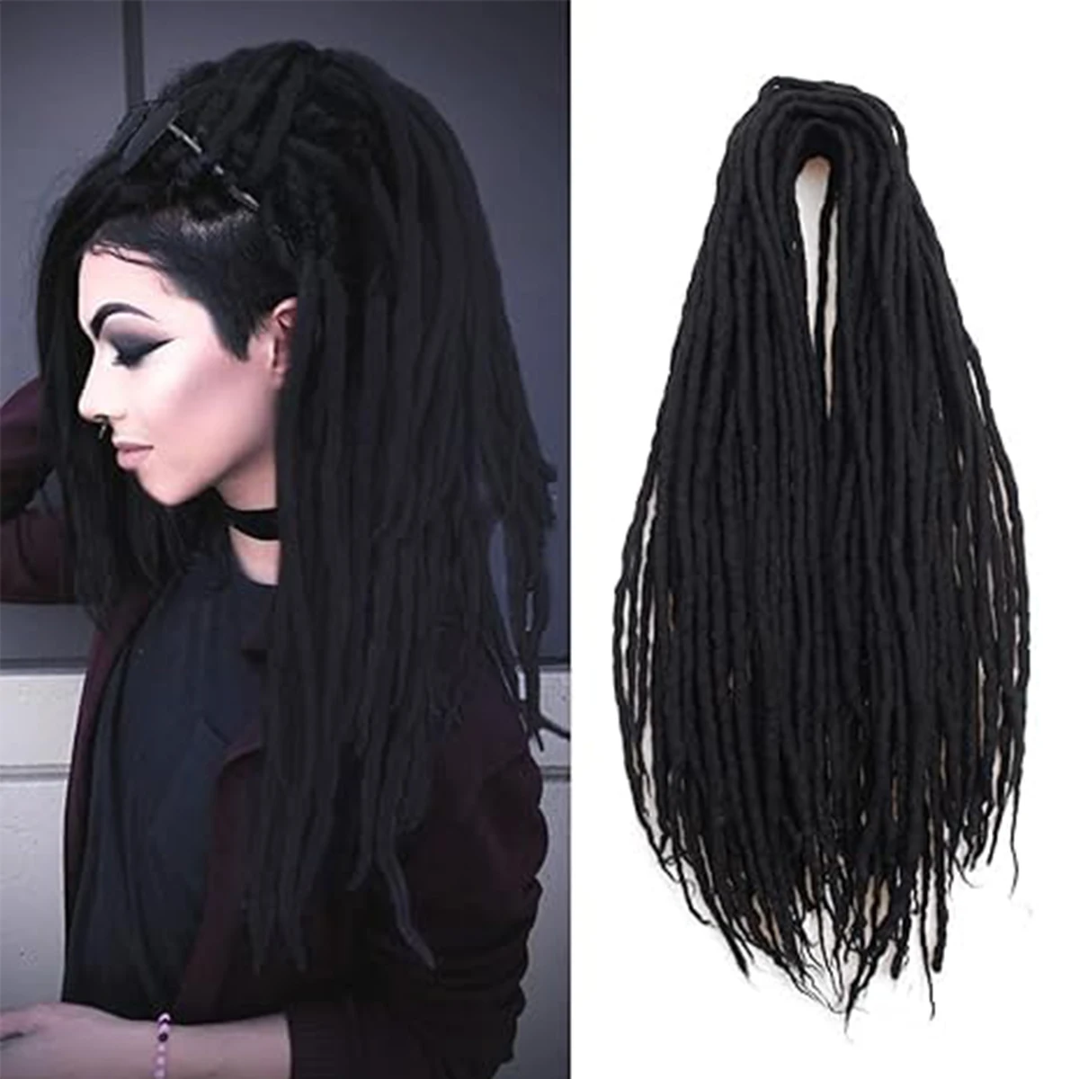 Dreadlock Extensions Handmade Crochet Hair Synthetic 24 Inches Dread Extension Crochet Braids For Women Dreadlocks Hair