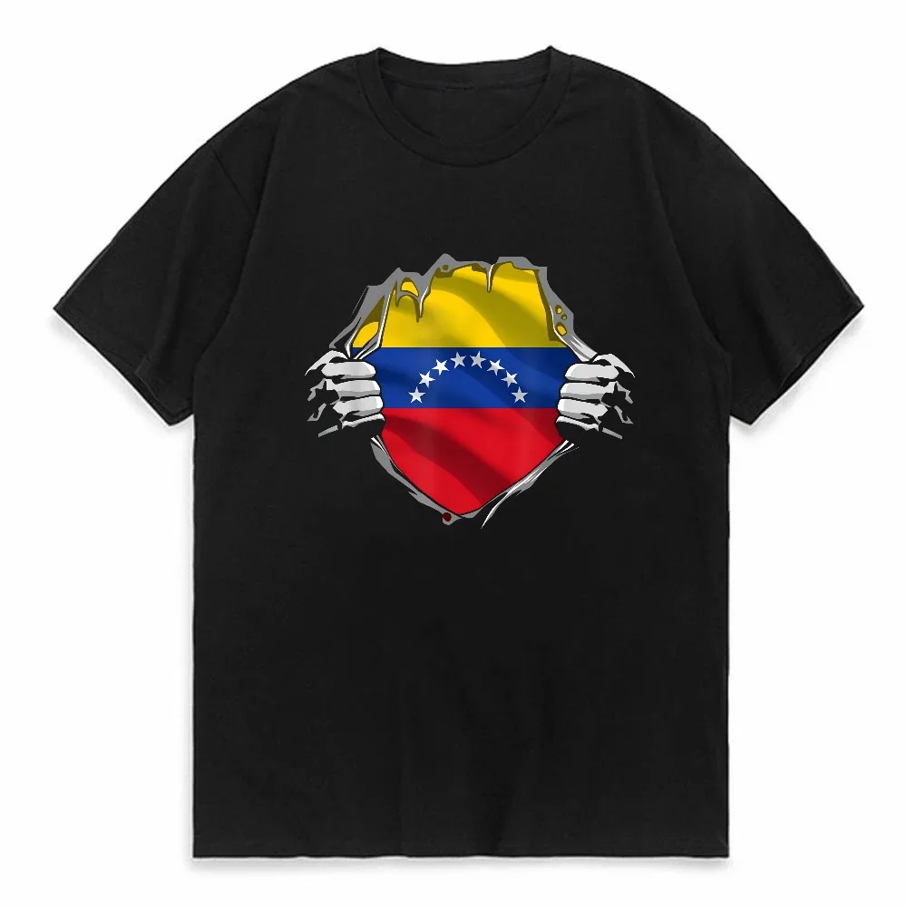 

roud Venezuelan Venezuela Flag print Graphic T Shirt Mens Streetwear Crew Neck T-shirt Summer women casual Cotton Loose Cool Tee