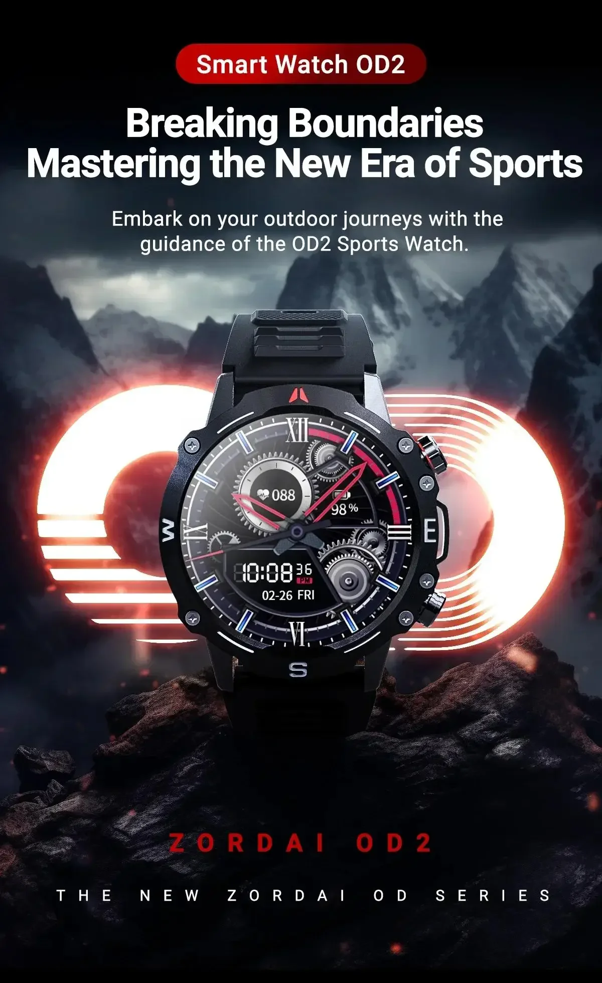 Zordai OD2 Men Smart Watch Wearable Smartwatch For iPhone Samsung Xiaomi IP68 Waterproof Bluetooth Call Compass NFC GPS Sports