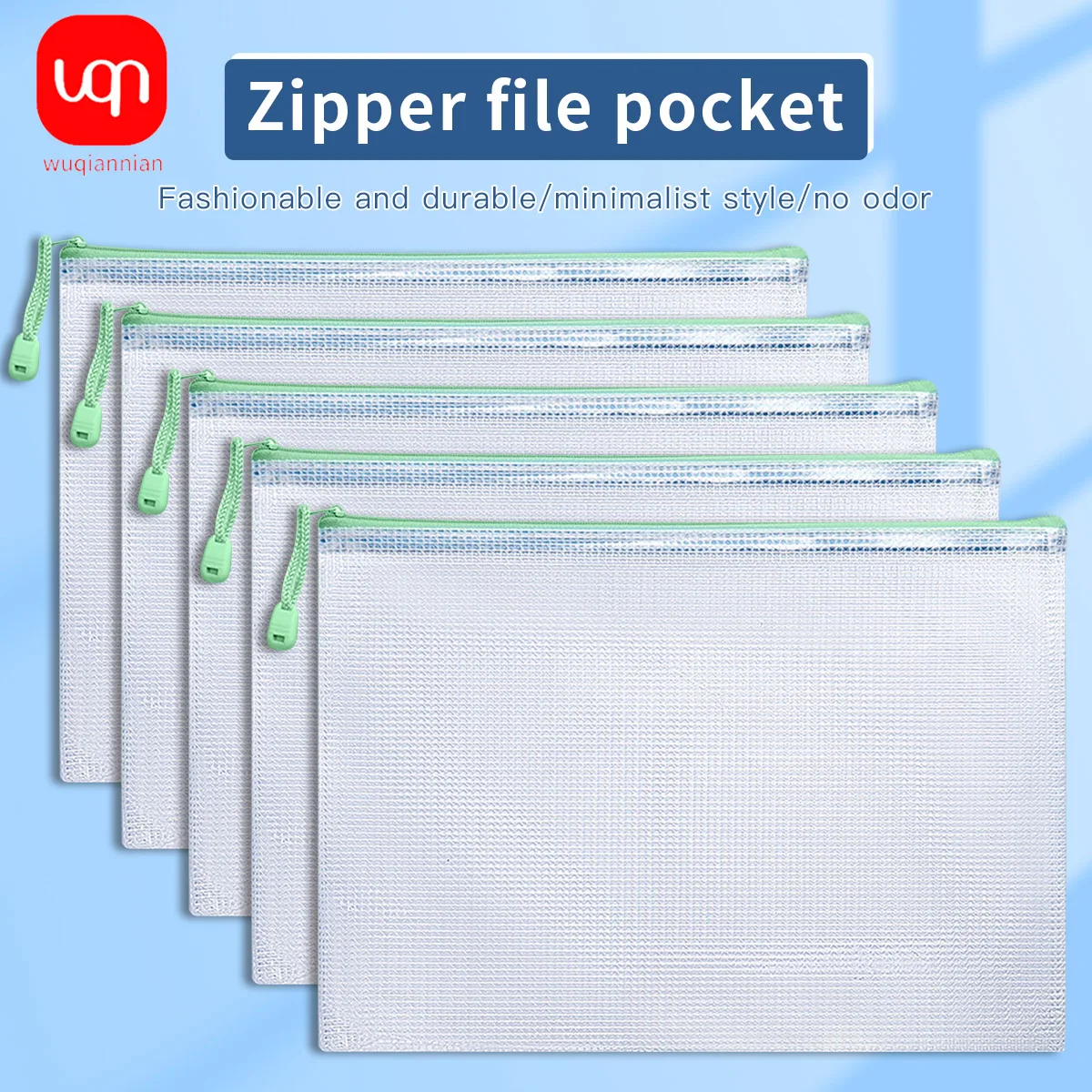 

Ligh Green Transparent Mesh Bag, Large Capacity For Various Stationery, FileStorage, Can Be Taken IntoThe Exam Room 5/10pcs