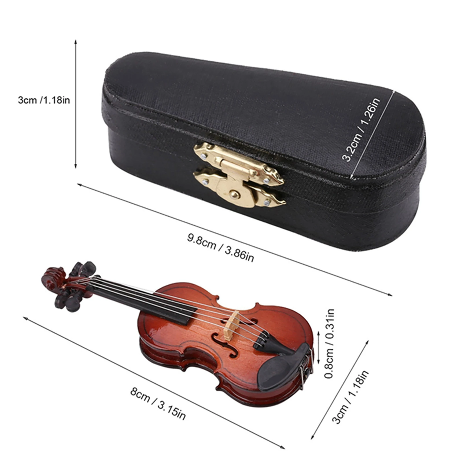 8cm Miniature Wooden Violin Model with Stand Case Mini Musical Instrument Decor Gift for Graduation Ceremony Birthday