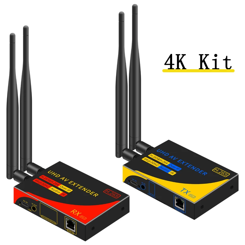 H.265 4K 30 هرتز 200 متر نقل لاسلكي موسع الصوت والفيديو جهاز ريسيفر استقبال وإرسال HDMI VGA عرض كابل الشبكة جهاز الإرسال والاستقبال