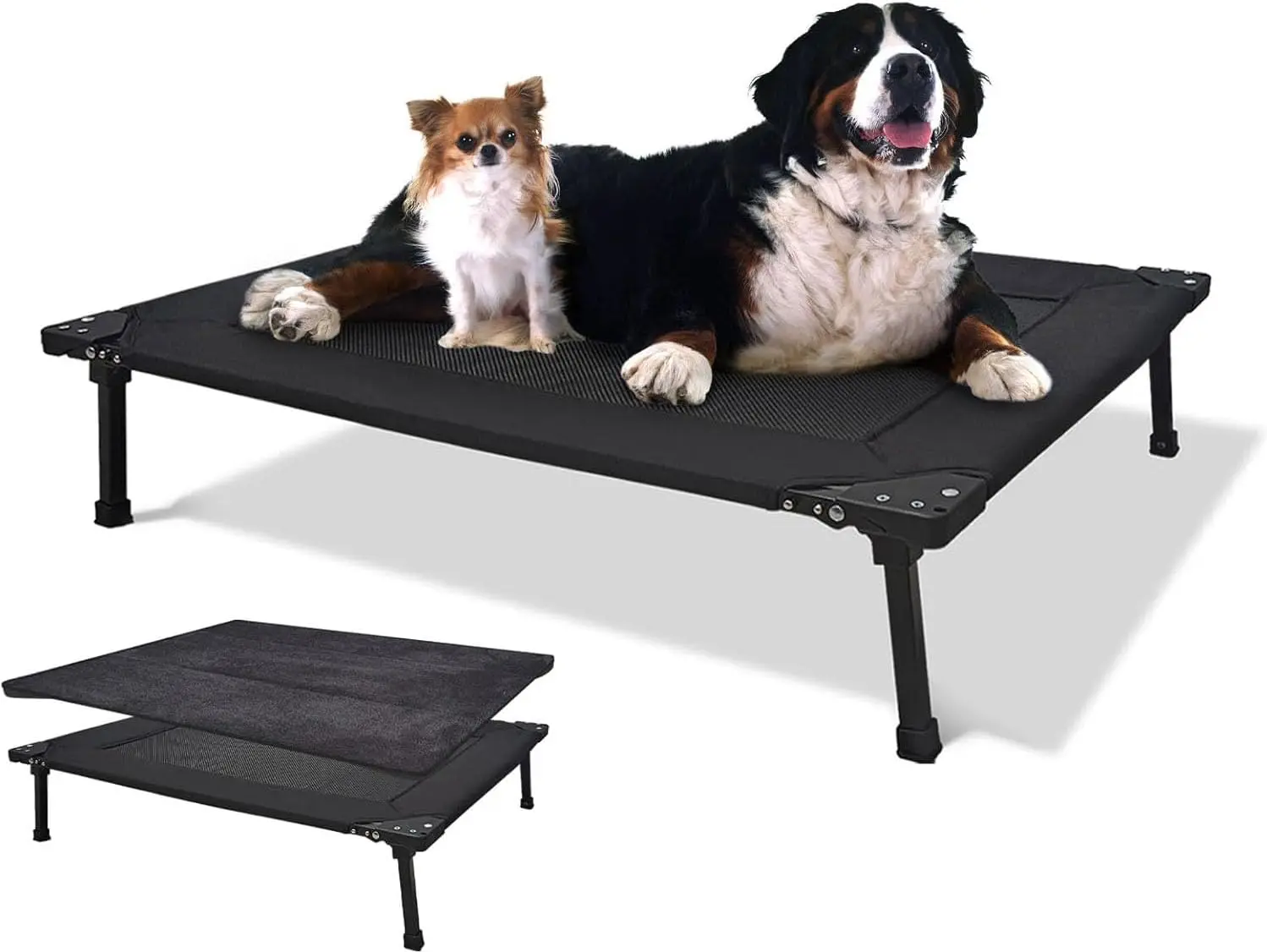 

Elevated Outdoor Dog Bed - Foldable Cooling Dog Cot With Metal Frame, Portable Camping Pet Bed For Large & Medium Dogs,