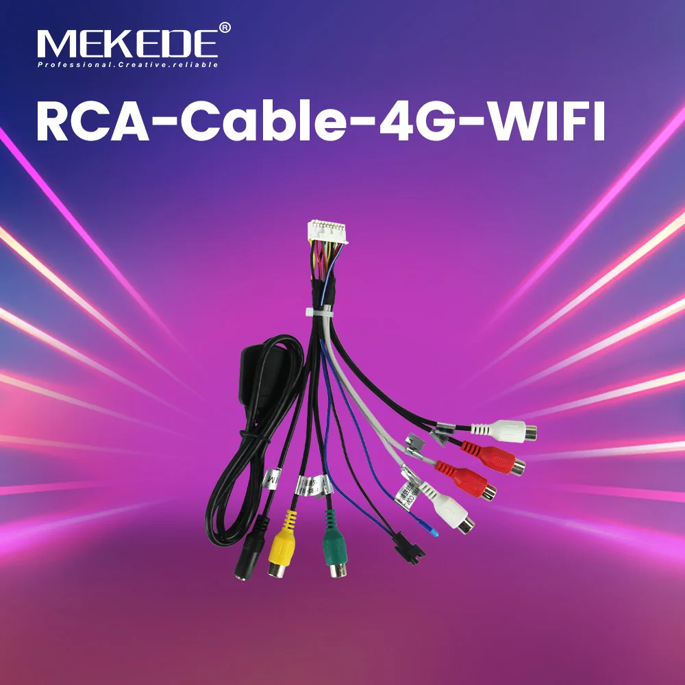 MEKEDE 20 핀 RCA 오디오 비디오 케이블 안드로이드 용 WIFI/4G SIM AUX 마이크 자동차 라디오 자동차 액세서리 범용 케이블 어댑터