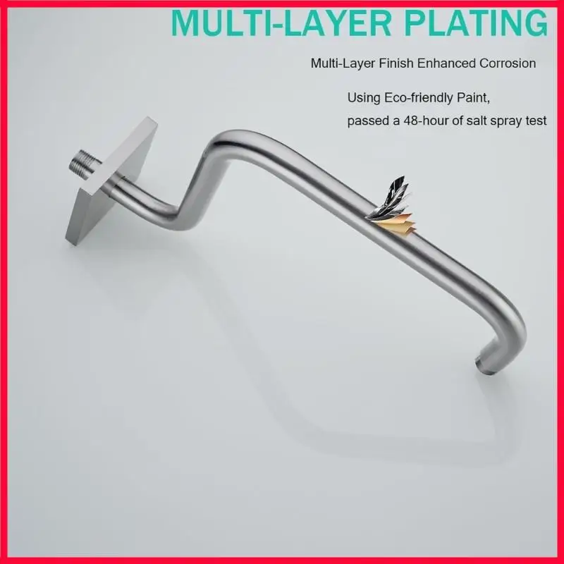 XX9B Metal Shower Head Extension Arm 33.5 for Wall Mounted Bathroom Showers with Arched Form and Cover Plate Trim for