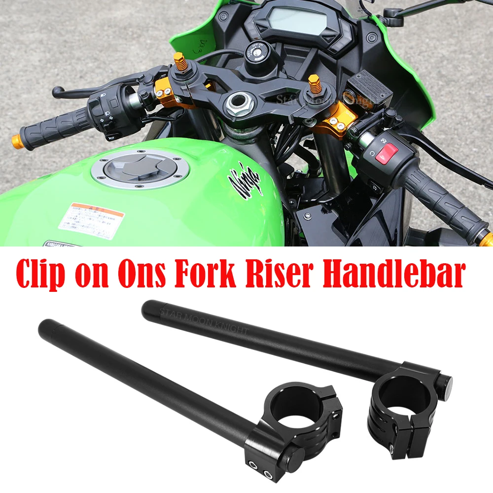 

For Kawasaki Ninja Clip On Ons Fork Riser Handlebar 250 300 400 636 ZX-6R ZX-7R ZX-9R ZX-10R EX250 EX500 ZX1400 ZX750 ZX900B