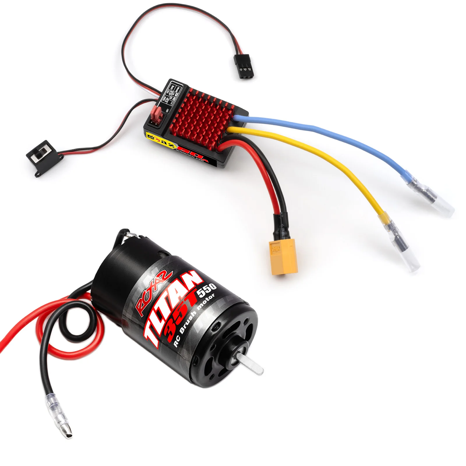 RCXAZ Brushed Power Kit 550 Motor 60/320A ESC BEC 6V/2A Geeignet für 1/10 Crawler Offroad Truck Buggy TRX4 TRX6 Axial SCX10 II III Redcat Gen7 Gen8 V2 RC4WD D90 RC Auto Upgrade-Teile