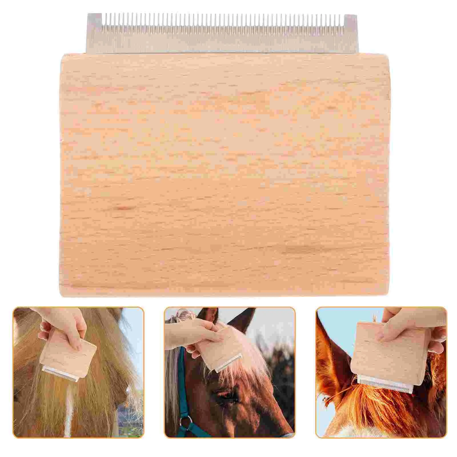 Undercoat Rake Wooden Horse Brush Dog Shedding Hair Removal Bridegroom Tools