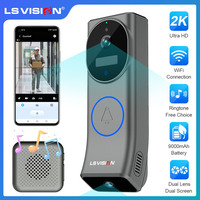 LS VISION 4MP WiFi Dual Screen Video Doorbell Wireless Dual Lens Motion Detection 2-Way Audio Battery Doorbell Camera with Chime