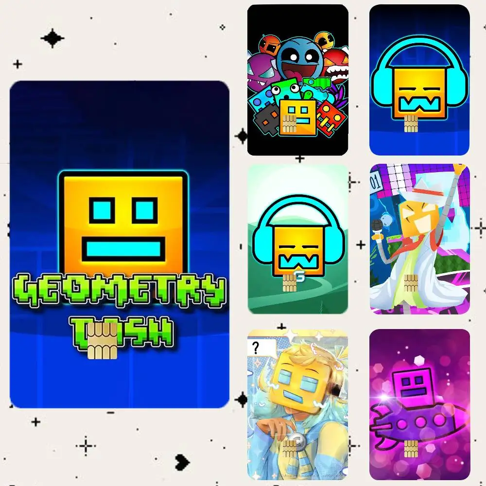 MUSIC Game G-Geometry Dash HD Waterproof Card Skins Protective Stickers for Credit Bank Game Cards