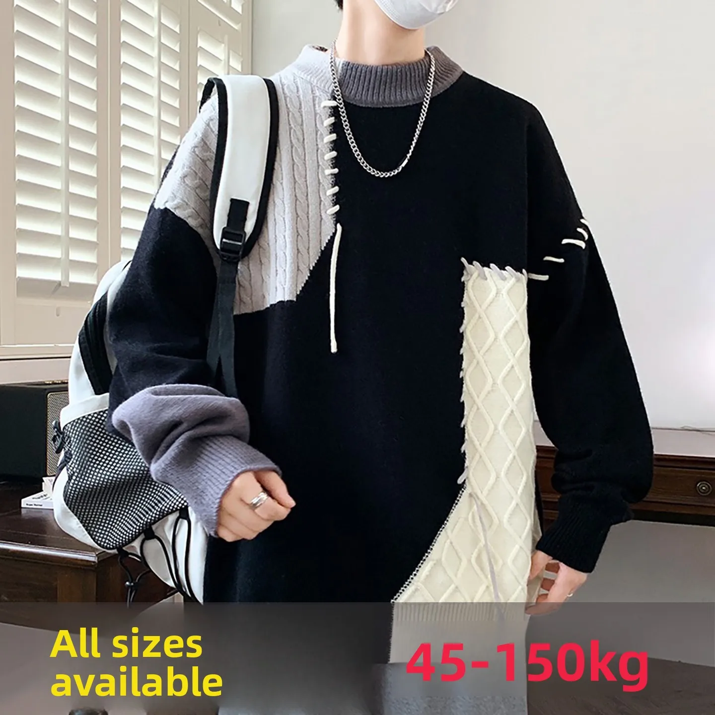 

Loose Fit Long Ne Sweater for Men High Collar Knitted Base Layer Fce Korean Sle Lazy Streetwear Autumn Winter New Arrival