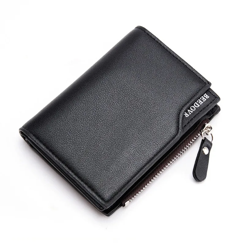 Wallet for Men Short Casual Carteras Business Foldable Wallets PU Leather Billetera Hombre Luxury Small Zipper Coin Pocket Purse