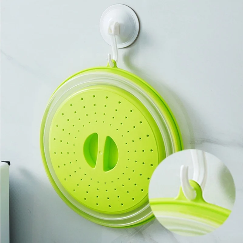 Microwave Heating Splatter Cover Foldable Silicone Fresh-keeping Cover Oil-proof Splash-proof Cover Drain Basket Storage Lid