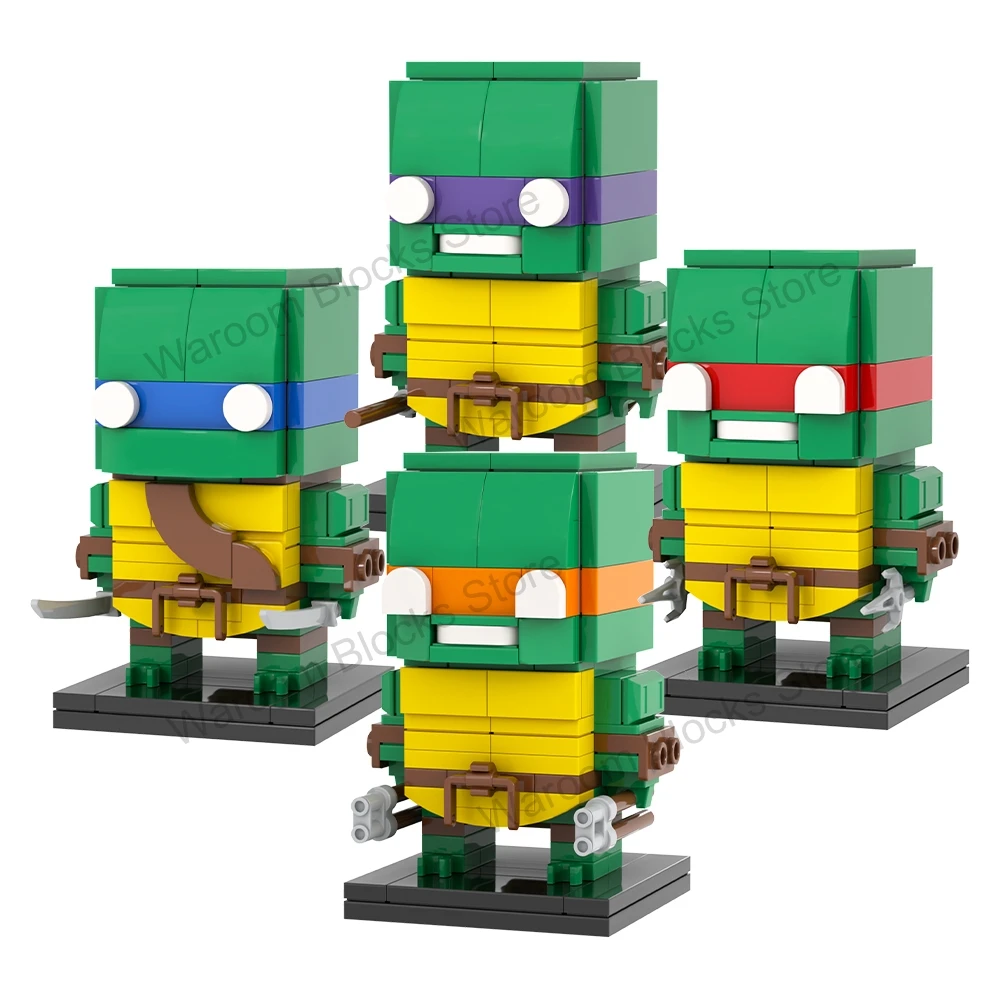 MOC Turtle Brickheadzed Anime Movie Figures Assembled Animal Bricks Compatible Building Blocks Set Toys For Children Adults Gift