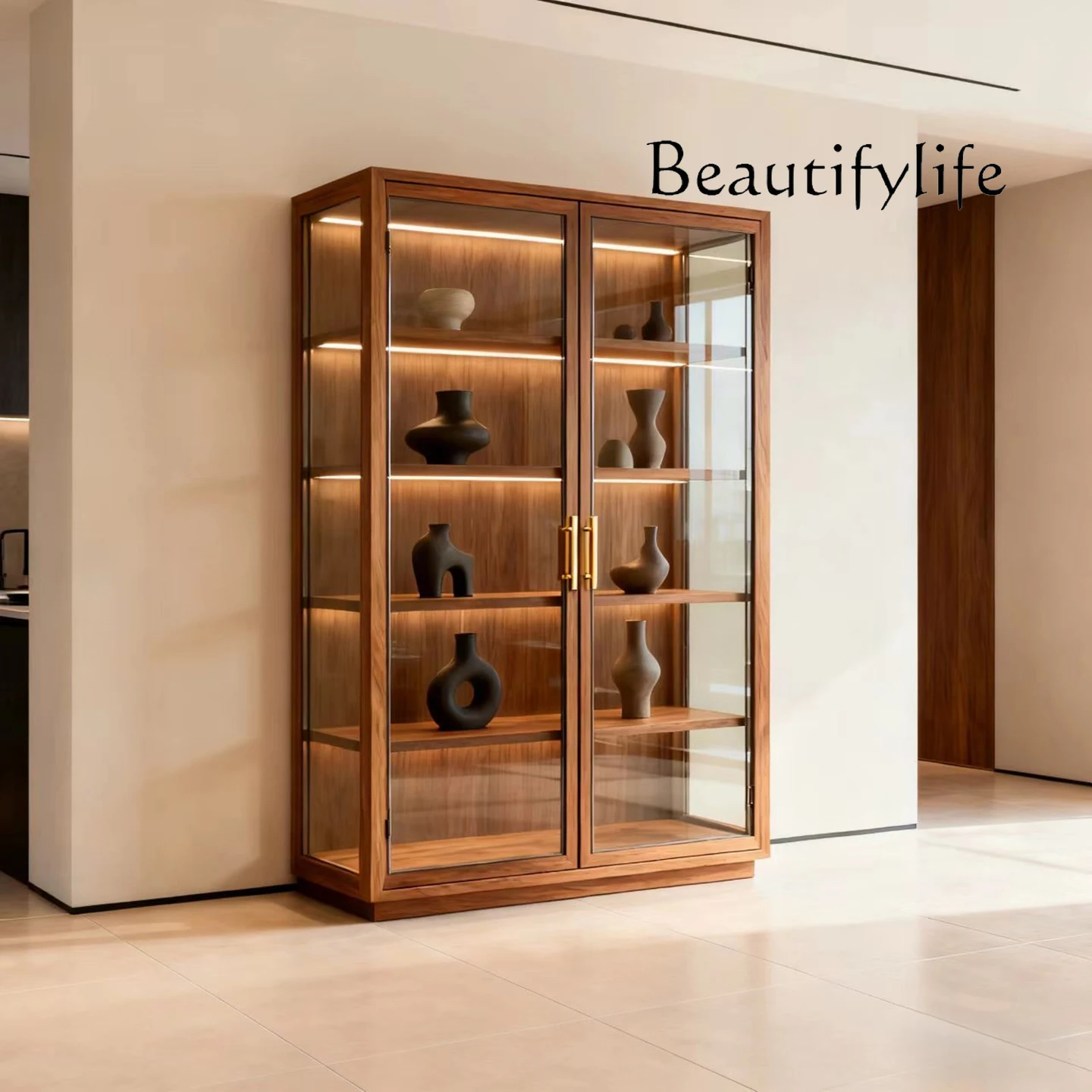 

Modern simple wine cabinet partition Modern simple display cabinet Floor to wall storage Household wine rack display