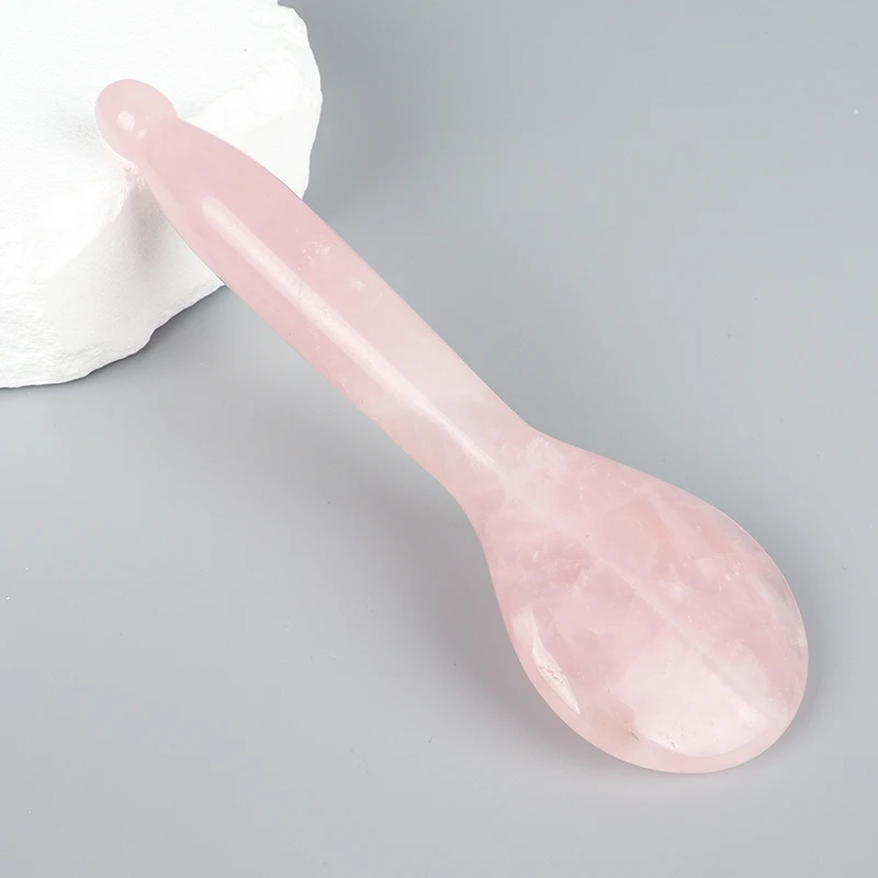 

Natural Rose Quartz Spoon Gua Sha Tool Mineral Quartz Jade Beauty Products GuaSha Massage stick Skin Care Acupoint Pointing Pen