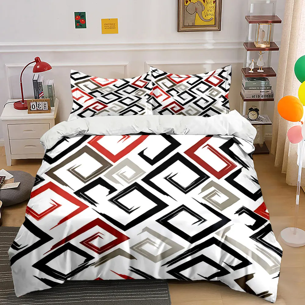 Abstract Spiral Geometric Pattern Design Duvet Cover Set with 3D Printing Design Soft Polyester Bedding Set All-Season Comfort