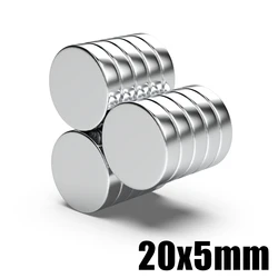 2/5/10/20/50/100 peças 20x5 ímã super forte 20mm x 5mm ímã magnético redondo de neodímio ndfeb n35 disco poderoso imanes 20*5