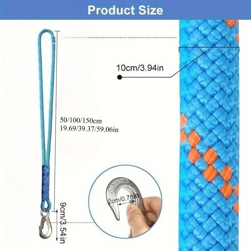 1/2Pcs Wear Resistant Metal Hook Nylon Rope - 59.06in, Wear Resistant Hanging Rope for Amusement Park Swings, Hammocks, Garden Chairs - Outdoor Rope for Gardens, Camping - Can be connected to swings, tree canopies and deck chairs - view 4