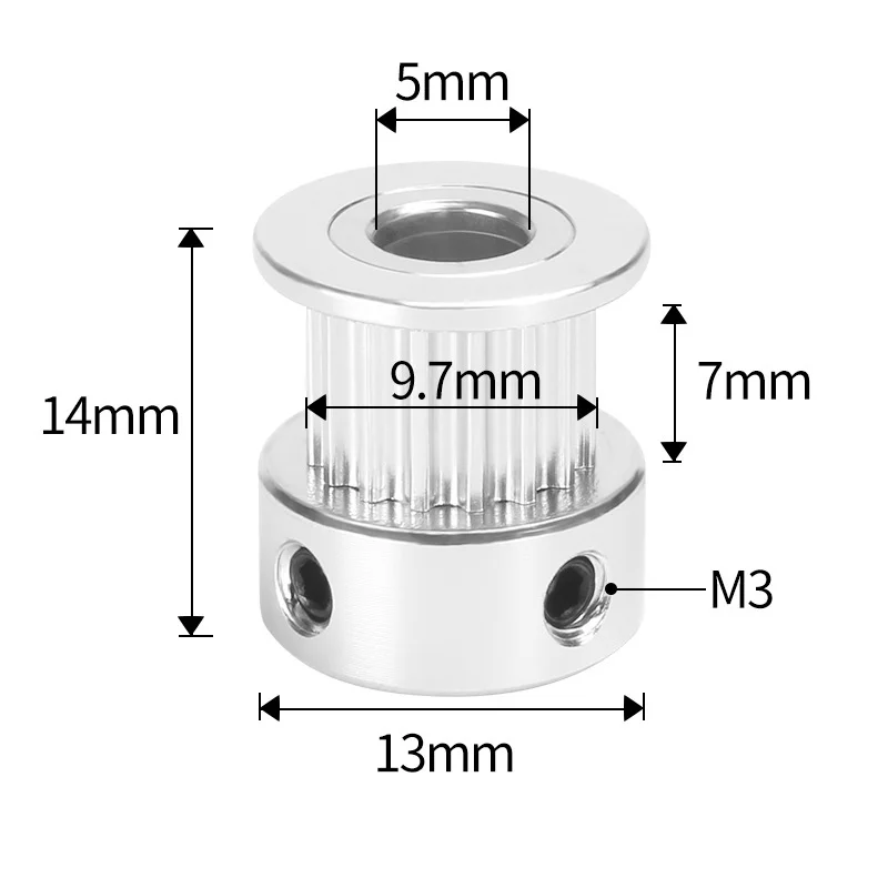 5PCS 16T GT2 Timing Pulley 5mm Bore Aluminum Double Flange with M3 Set Screws for 6mm GT2 Belt