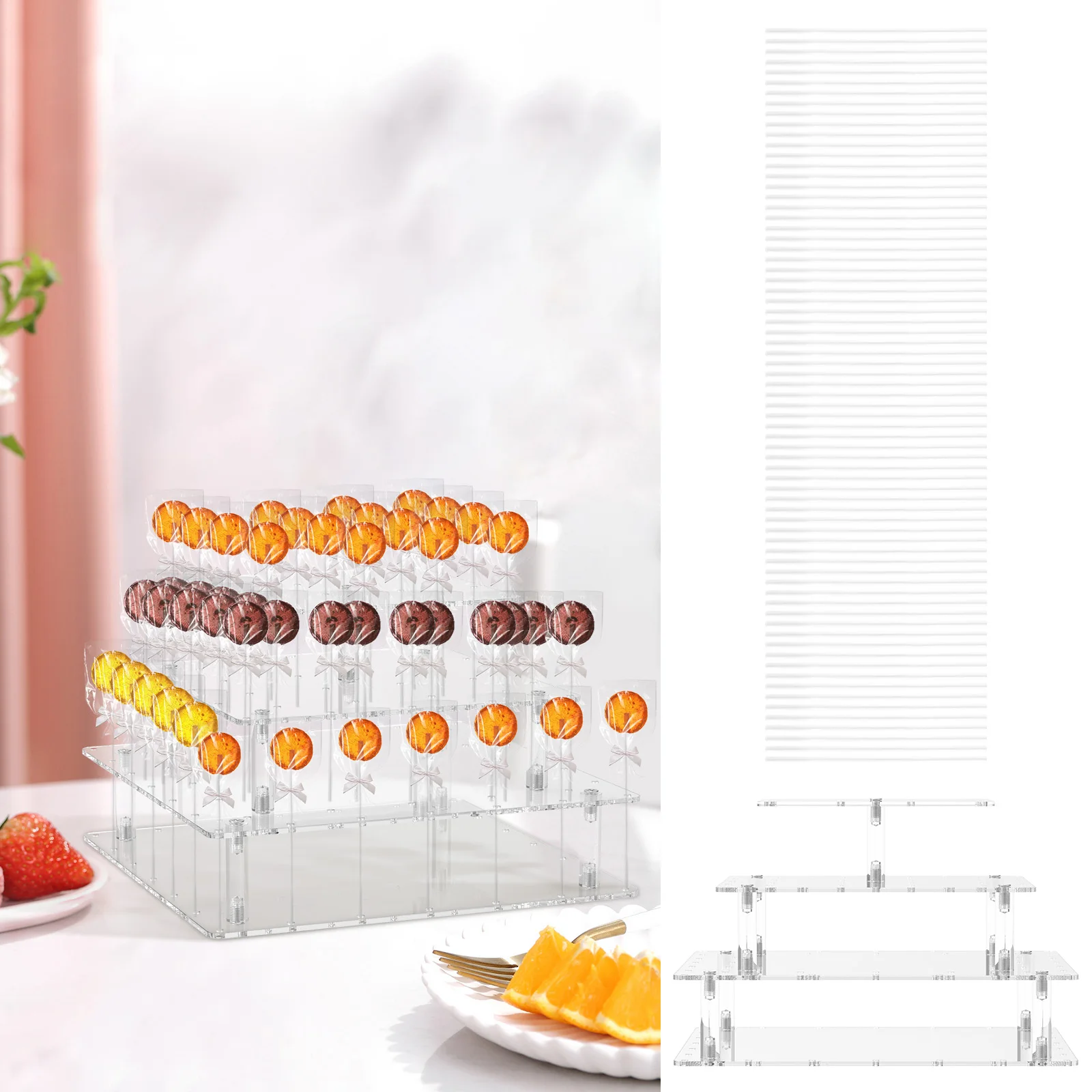 

Cake Pop Stand 4 Layers Cake Pop Holder Square Cake Pop Display 56 Holes Cake Pop Display Stand Clear Acrylic Cake Pop Stand