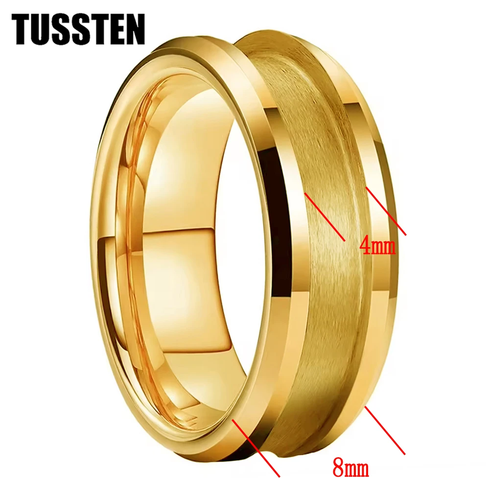 

TUSSTEN 8MM Tungsten Empty Blanks Jewelry Ring 4.0 Groove Beveled Edges Polished Shiny Multicolor Available