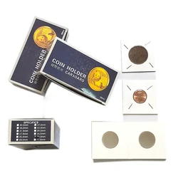 1 Box 17.5-40mm Coin Holders Stamp Holder Cover Coin Square Cardboard Paper Case Coin Album Collection Book Storage Case Flip