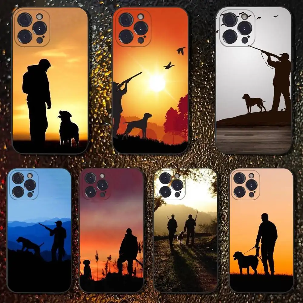 

Hunter Dog Hunting Phone Case For iPhone 16,15,14,13,12,11 Plus,Pro Max,XS,X,XR,SE,Mini,8,7,Soft Silicone Black Cover