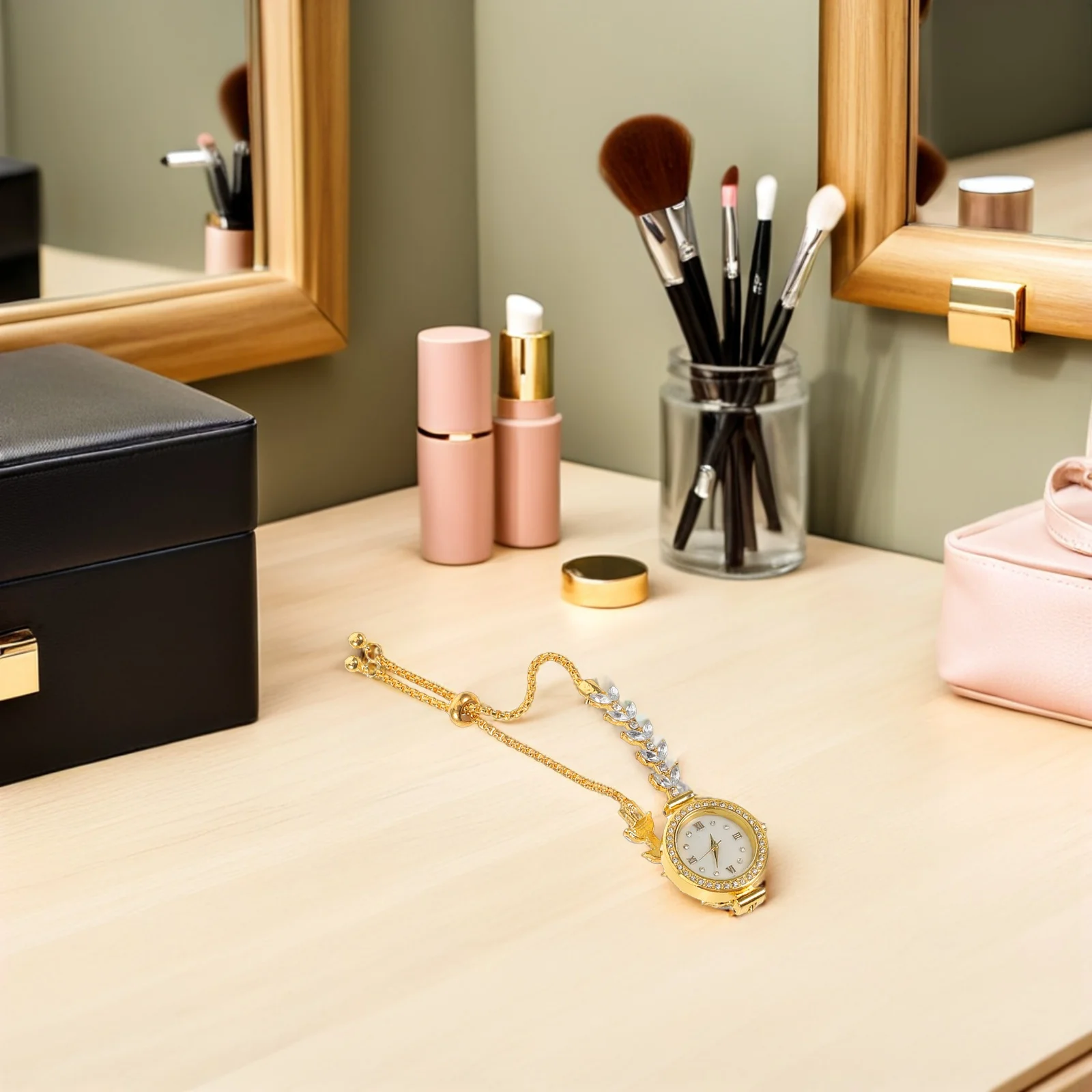 Femmes strass Bracelet montres petit cadran rond analogique Quartz robe élégante montre-Bracelet ajustement confortable Bracelet chaîne montres