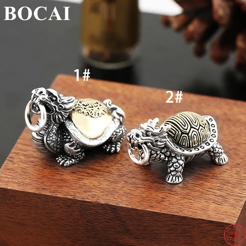 

BOCAI S925 Sterling Silver Pendants for Women Men New Fashion Recruit Wealth Auspicious Dragon Turtle Punk Jewelry Free Shipping