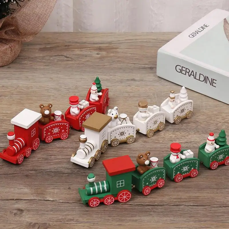 Wooden Christmas Train 2022 Christmas Decorations For Home Xmas Navidad Noel Gifts Christmas Ornament 2023 New Year Kids Gifts