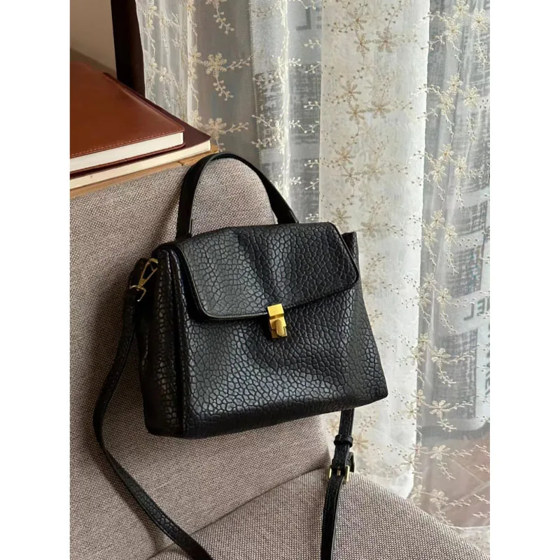 Stylish All-Matching Lychee Leather Handbag Large Capacity Soft PU 2024 Spring New Commuter Shoulder Bag Simple Crossbody Bag