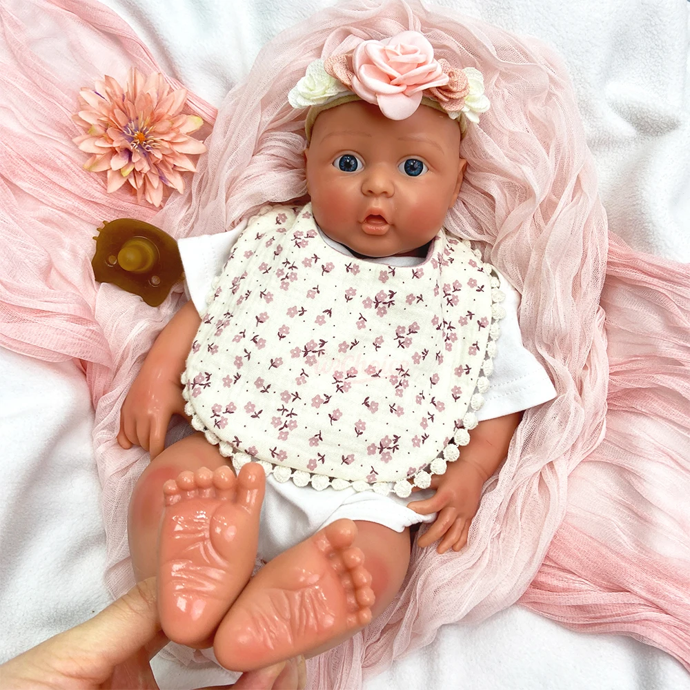 42cm Soft Touch Solid Silicone Reborn Baby Girl Anatomically Correct 3D Skin Rebirth Doll for Dementia Therapeutic Comfort