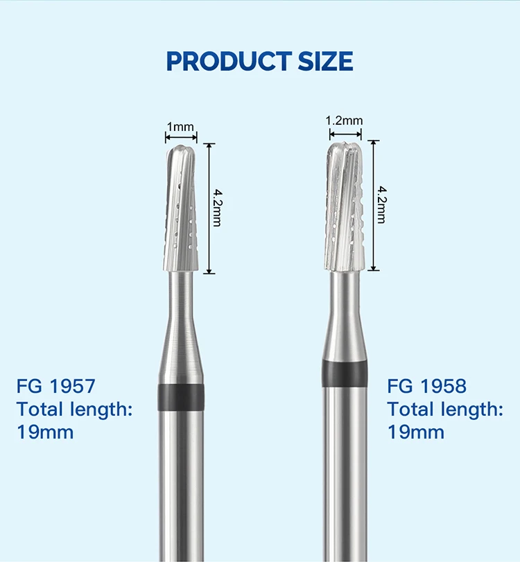 10 Boxen AZDENT Dental-Wolframkarbid-Fräser FG1957/1958 1,6 mm für Hochgeschwindigkeits-Handstücke – Zahnrestaurationswerkzeug – Detail 4