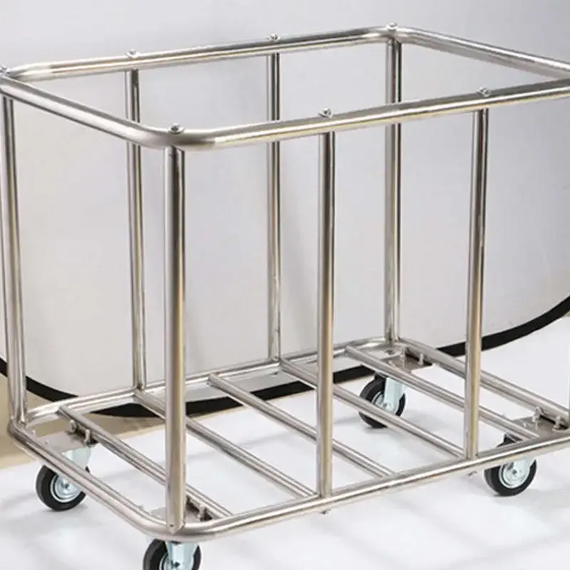 Heavy Duty Stainless steel linen trolley cart hotel laundry cart housekeeping Cleaning trolley factory wholesale