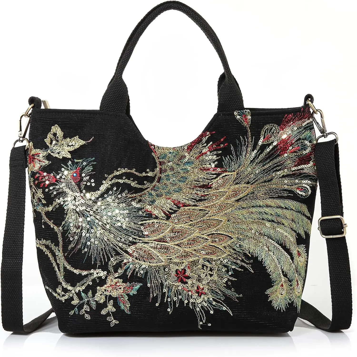 Large Capacity Women Canvas Tote Bags Embroidery Handbags Stylish Crossbody Bag Casual Shoulder Bags