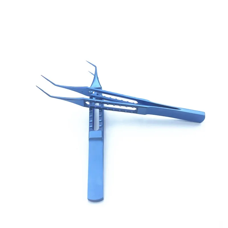 

Ophthalmic Toothed Forceps with 6mm Tying Platform Double eyelid Tweezers Flat Handle Tying Forceps