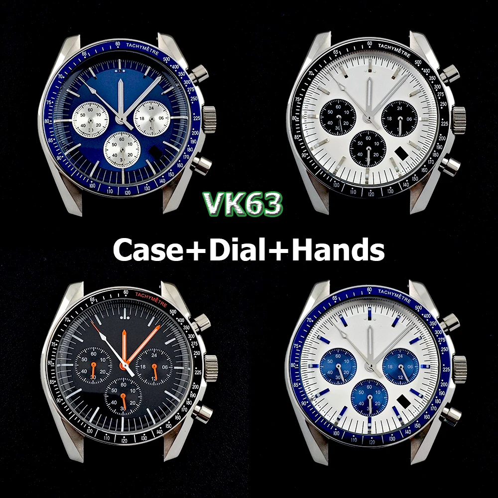 VK63 case men's watch 40mm Alexander glass case custom logo dial suitable for VK63 movement watch accessories