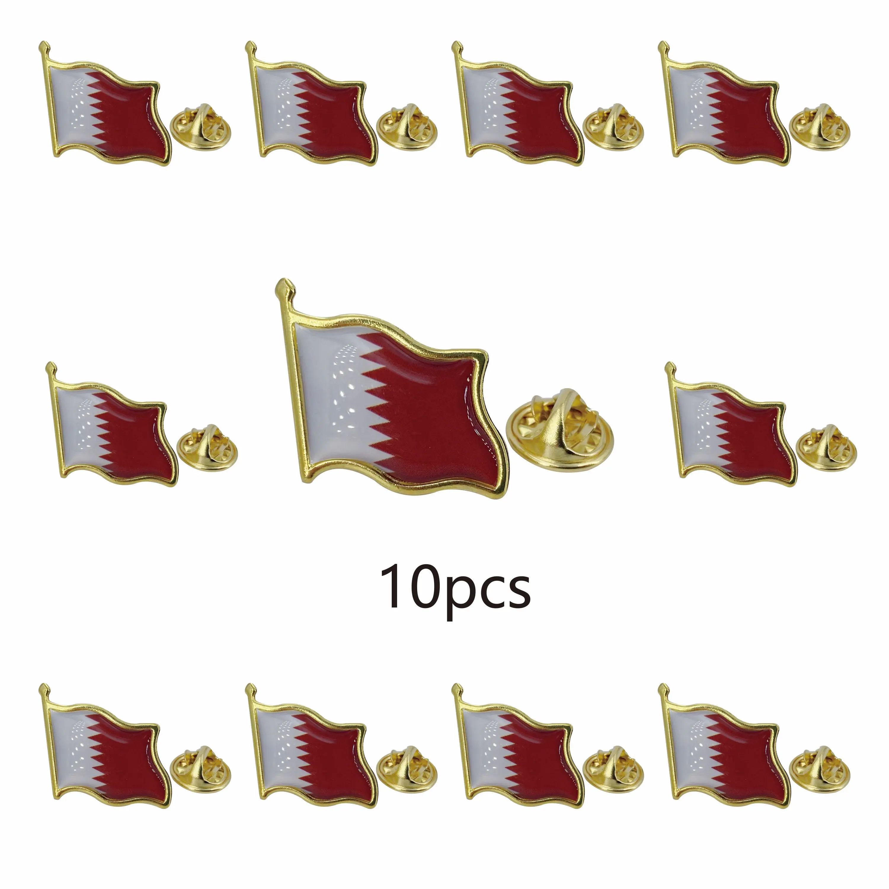 

5/10/50/100pcs Qatar Flag Waving Lapel Pins Qatari flag Badge Pin Patriotic Enamel Suit Jacket brooches